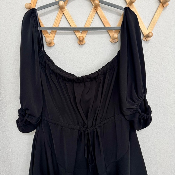 Shona Joy Core Off the Shoulder Black Ruffle Mini Dress Size 10 - Picture 4 of 7